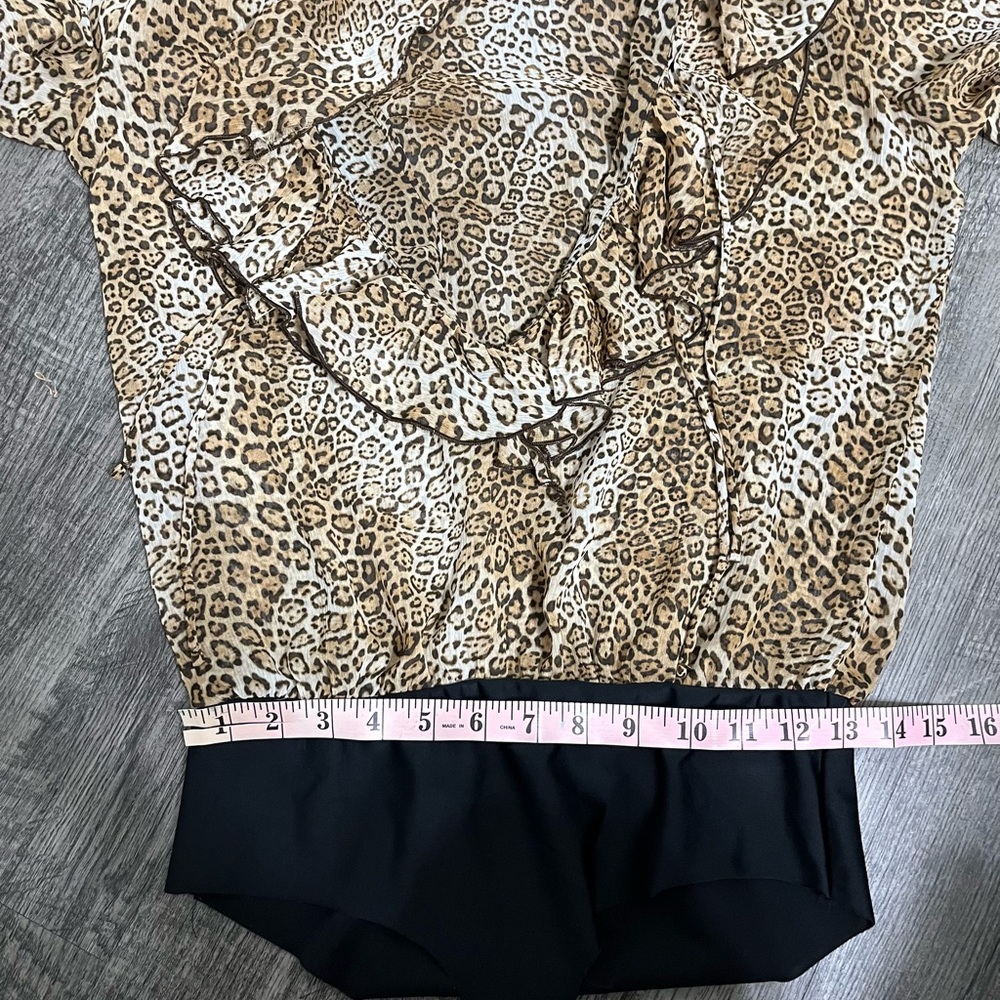 ZARA leopard Print Ruffle Bodysuit - Picture 5 of 6